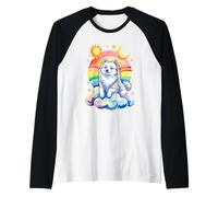 Rainbow Clouds American Eskimo Dog Camiseta Manga Raglan