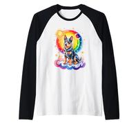 Rainbow Clouds Australian Cattle Dog Camiseta Manga Raglan
