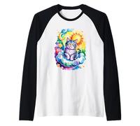 Rainbow Clouds Selkirk Rex Rexes Camiseta Manga Raglan