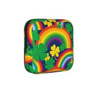 Rainbow Clover - Bolsa de almacenamiento de servilletas sanitarias, discreto soporte para toallas sanitarias, tréboles, organizador portátil femenino para mujeres, adolescentes, viajes y escuela