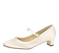 Rainbow Club Zapatos de Novia Larissa - Corte salón, satén Ivory Crema, Sencillos, Acolchado cómodo, Tira, tacón de Bloque, Mujer, número 39.5 UE (6.5 Reino Unido)