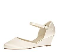 Rainbow Club Zapatos de Novia Mallory - Mujer, salón de Corte, satén Crema Marfil, Sencillo, cómodamente Acolchado, tacón de cuña, tamaño 36,5 EU (3,5 UK)