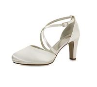 Rainbow Club Zapatos de Novia Olaila - Mujer, Dos Piezas, Corte salón, Ivory/Crema, satén, Sencillos, Acolchado cómodo, Tiras, número 38.5 UE (5.5 Reino Unido)