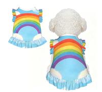 Rainbow Color Art L - Ropa para mascotas para perros pequeños, bonito traje de verano para cachorros, ropa suave y transpirable para mascotas para gatos