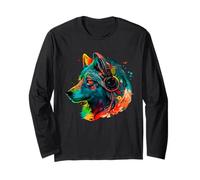 Rainbow Colorful DJ Wolf - Auriculares de Diadema para Hombre, Mujer y niño Manga Larga