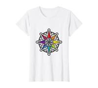 Rainbow Compass Star Pride - Camiseta de Regalo LGBTQ Direction Camiseta gráfica económica, Mujer, Blanco, L