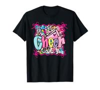 Rainbow Coquette Cheerleader Pom Megáfono Chica Bow Camiseta