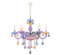 Rainbow Crystal Chandelier Art Candle Pendant Light Colorful Hanging Lamp Ceiling Lighting Fixture for Girl Bedroom Living Room Coffee Shop Chi(6 Head * 60cm)