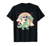Rainbow Cute Unicorn Riding T-rex Dinosaur Men Women Kids Camiseta
