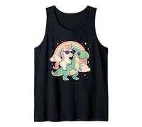 Rainbow Cute Unicorn Riding T-rex Dinosaur Men Women Kids Camiseta sin Mangas