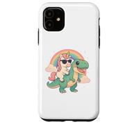 Rainbow Cute Unicorn Riding T-rex Dinosaur Men Women Kids Carcasa para iPhone 11