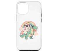 Rainbow Cute Unicorn Riding T-rex Dinosaur Men Women Kids Carcasa para iPhone 12/12 Pro