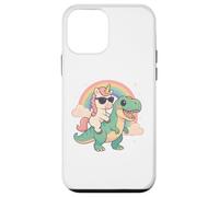 Rainbow Cute Unicorn Riding T-rex Dinosaur Men Women Kids Carcasa para iPhone 12 mini