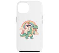 Rainbow Cute Unicorn Riding T-rex Dinosaur Men Women Kids Carcasa para iPhone 13