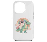 Rainbow Cute Unicorn Riding T-rex Dinosaur Men Women Kids Carcasa para iPhone 13 Pro