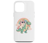 Rainbow Cute Unicorn Riding T-rex Dinosaur Men Women Kids Carcasa para iPhone 13 Pro Max