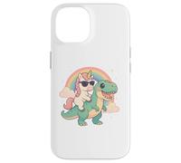 Rainbow Cute Unicorn Riding T-rex Dinosaur Men Women Kids Carcasa para iPhone 14