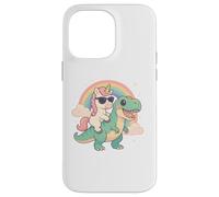 Rainbow Cute Unicorn Riding T-rex Dinosaur Men Women Kids Carcasa para iPhone 14 Pro Max