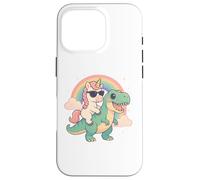 Rainbow Cute Unicorn Riding T-rex Dinosaur Men Women Kids Carcasa para iPhone 16 Pro