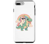 Rainbow Cute Unicorn Riding T-rex Dinosaur Men Women Kids Carcasa para iPhone 7 Plus/8 Plus