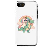 Rainbow Cute Unicorn Riding T-rex Dinosaur Men Women Kids Carcasa para iPhone SE (2020) / 7 / 8