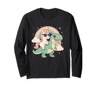 Rainbow Cute Unicorn Riding T-rex Dinosaur Men Women Kids Manga Larga