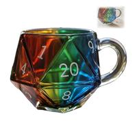 Rainbow D20 Dice Mug, Polyhedral Dice Design Coffee Cup for RPG Gaming Enthusiasts, Game Nights for Fantasy Lovers (1PCS)