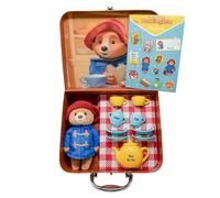 Rainbow Designs Paddington's Toy - Juego de té de 9 piezas para niños con tetera, tazas, platillos y azucarera, incluye juguete suave, maleta reutilizable y hoja de calcomanías