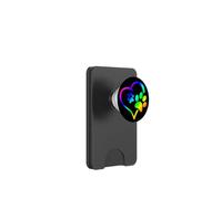 Rainbow Dog Paw Print Rescue Lover Gift Heart Black PopSockets PopWallet para MagSafe