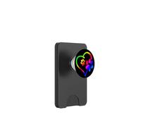 Rainbow Dog Paw Print Rescue Lover Gift Heart Black PopSockets PopWallet para MagSafe