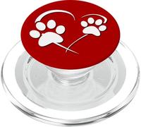 Rainbow Dog Paw Print Rescue Puppy Lover Gift Heart Red PopSockets PopGrip para MagSafe