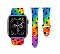 Rainbow Dog Paw Prints Watch Band Compatible with Apple Watch 38mm 40m