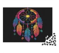 Rainbow Dreamcatcher-Boho Tribal Art Design Jigsaw Puzzle for Adults Kids Neon Dreamcatcher Age 12 Years Up Educational Game 70x50cm/1000pcs