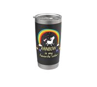 Rainbow es mi color favorito, unicornio bailando en rosa Vaso térmico de acero inoxidable de doble pared