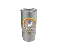 Rainbow es mi color favorito, unicornio bailando en rosa Vaso térmico de acero inoxidable de doble pared