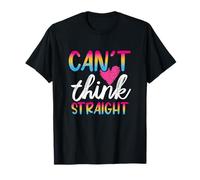 Rainbow Flag Can't Think Straight Pink Heart LGBTQ Camiseta