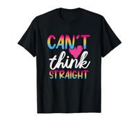 Rainbow Flag Can't Think Straight Pink Heart LGBTQ Camiseta gráfica económica