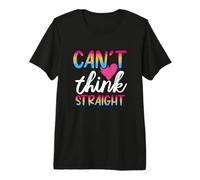 Rainbow Flag Can't Think Straight Pink Heart LGBTQ Camiseta Premium