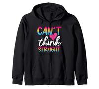 Rainbow Flag Can't Think Straight Pink Heart LGBTQ Sudadera con Capucha