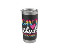 Rainbow Flag Can't Think Straight Pink Heart LGBTQ Vaso térmico de acero inoxidable de doble pared