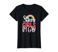 Rainbow Flag Igualdad Lo Siento Chicas Soy Gay LGBTQ Camiseta gráfica económica, Mujer, Negro, S