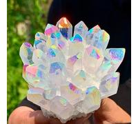 Rainbow Flame Halo Titanium Plated Quartz Crystal Cluster Ornaments (Size : 200-300g)
