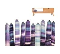 Rainbow Fluorite Healing Crystals Wands - Hexagonal Point Tower Meditation | Punto Hexagonal De Piedra Preciosa Natural Varita Hexagonal | Curación De Cuarzo De Fluorita, Meditación De Reiki Buena Sue
