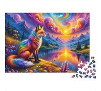 Rainbow Fox Fantasy Landscape Rompecabezas Imposible,desafío for Adults Entretenimiento Creativo 1000 Piezas Obra De Arte De Juego De para Adultos Y Niños A Partir De 12 Años 70x50cm/1000pcs