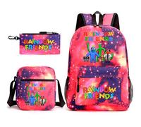 Rainbow Friends - Mochila infantil de 3 piezas de 17 pulgadas + bolsa + estuche para bolígrafo, broca para laptop de 16 pulgadas, adecuada para la escuela diaria y uso al aire libre, A2., L