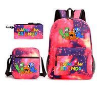 Rainbow Friends - Mochila para niños, 3 piezas, bolsa de 17 pulgadas + bolsa + estuche de lápices, apto para uso diario en la escuela y al aire libre, A2., L