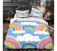 Rainbow Funda nórdica de 3 piezas, estampado 3D, con fundas de almohada, funda nórdica colorida, cremallera oculta, microfibra Super King (260 x 220 cm)
