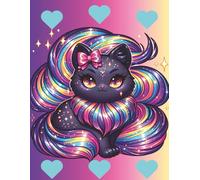 Rainbow Galaxy Cat Notebook: Cute Black Kitty with Colorful Magical Hair | 8.5” x 11” College Ruled Journal, 150 Pages | Kawaii Animal Lover School & Writing Gift