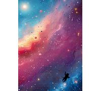 Rainbow Galaxy Space Cute Cat Astronaut Grid Journal - A4 0.5 cm (0.196 inch) Diced Paper, 120 Pages: Colorful Graph Paper Notebook for Cat Lovers, Space Enthusiasts, Students, and Creative Dreamers