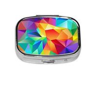 Rainbow Geometric,Meta Pastillero de 2 compartimentos, organizador portátil